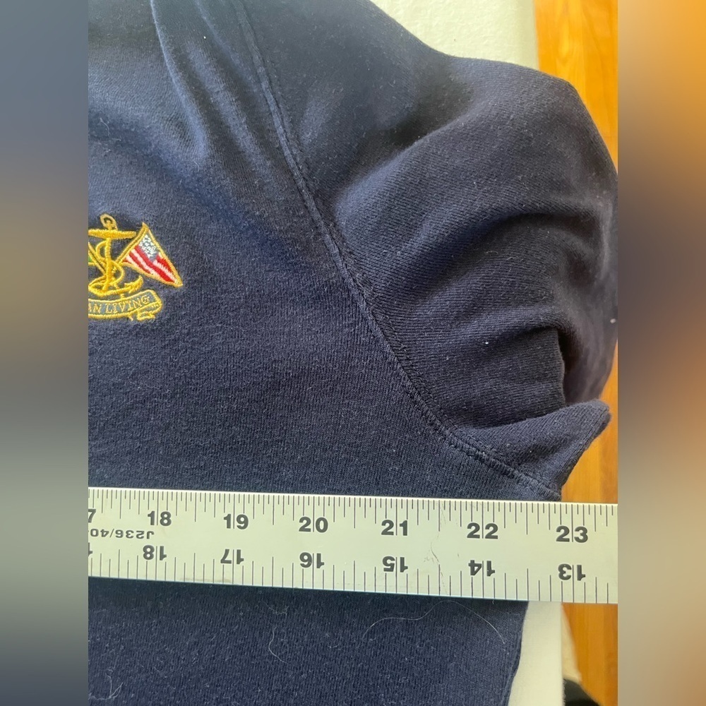 WOMENS XL navy long sleeve Polo shirt embroidered crest old money preppy… - Picture 10 of 13